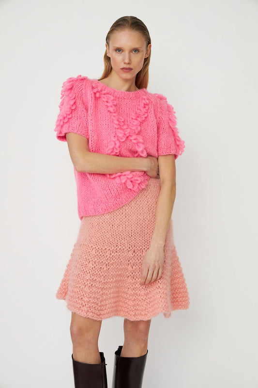 Estelle Diamond Short Sleeved Jumper Fluo Pink