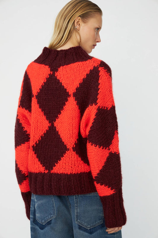 Erica Diamond Hand Knitted Jumper Burgundy