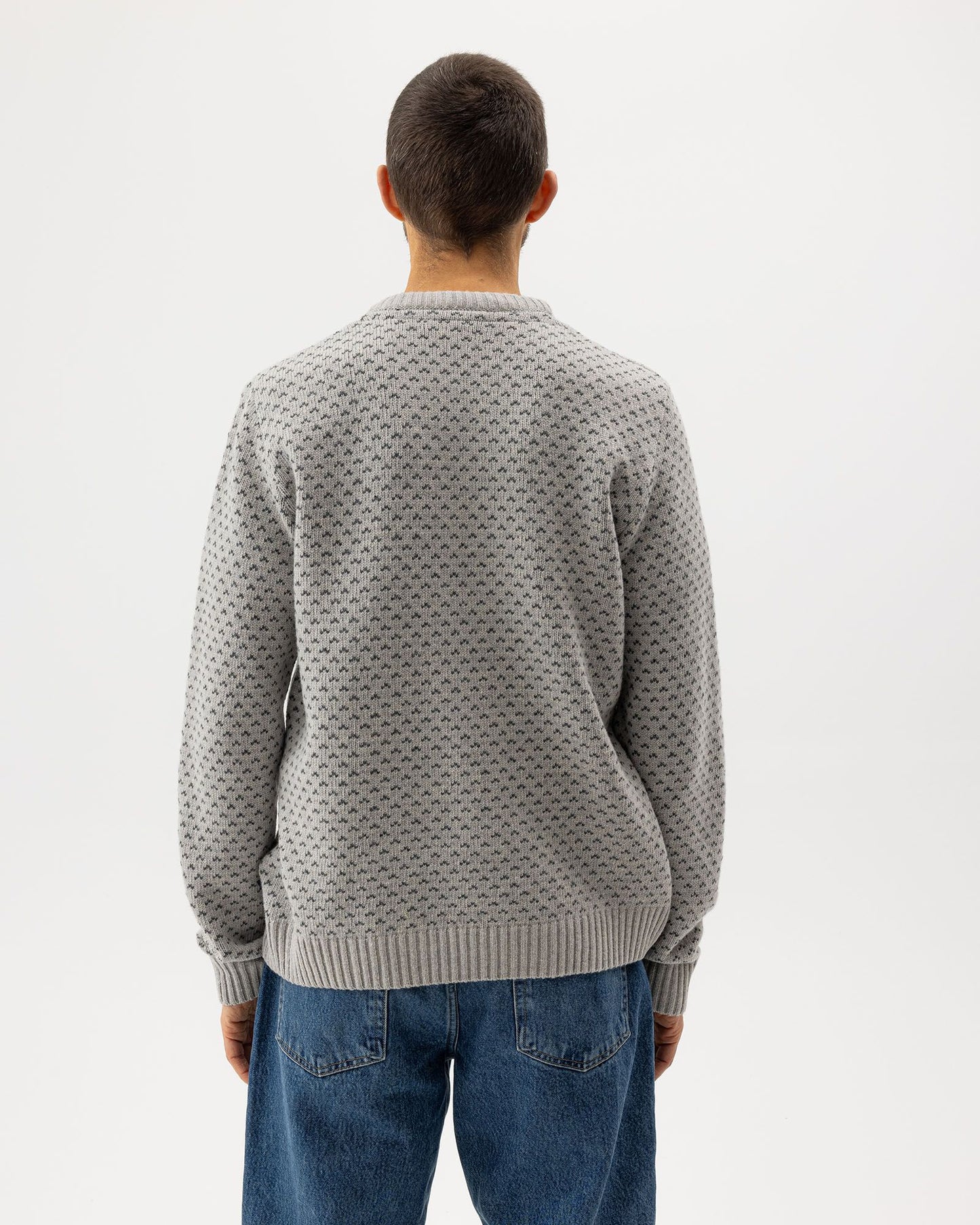 Mens - Torsten Jacquard Sweater Navy/Marble Grey