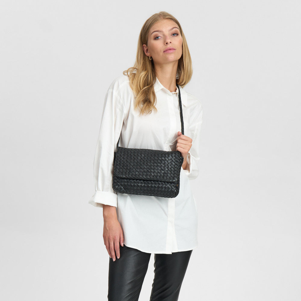 16690 - Woven Clutch/Crossover Handbag Black