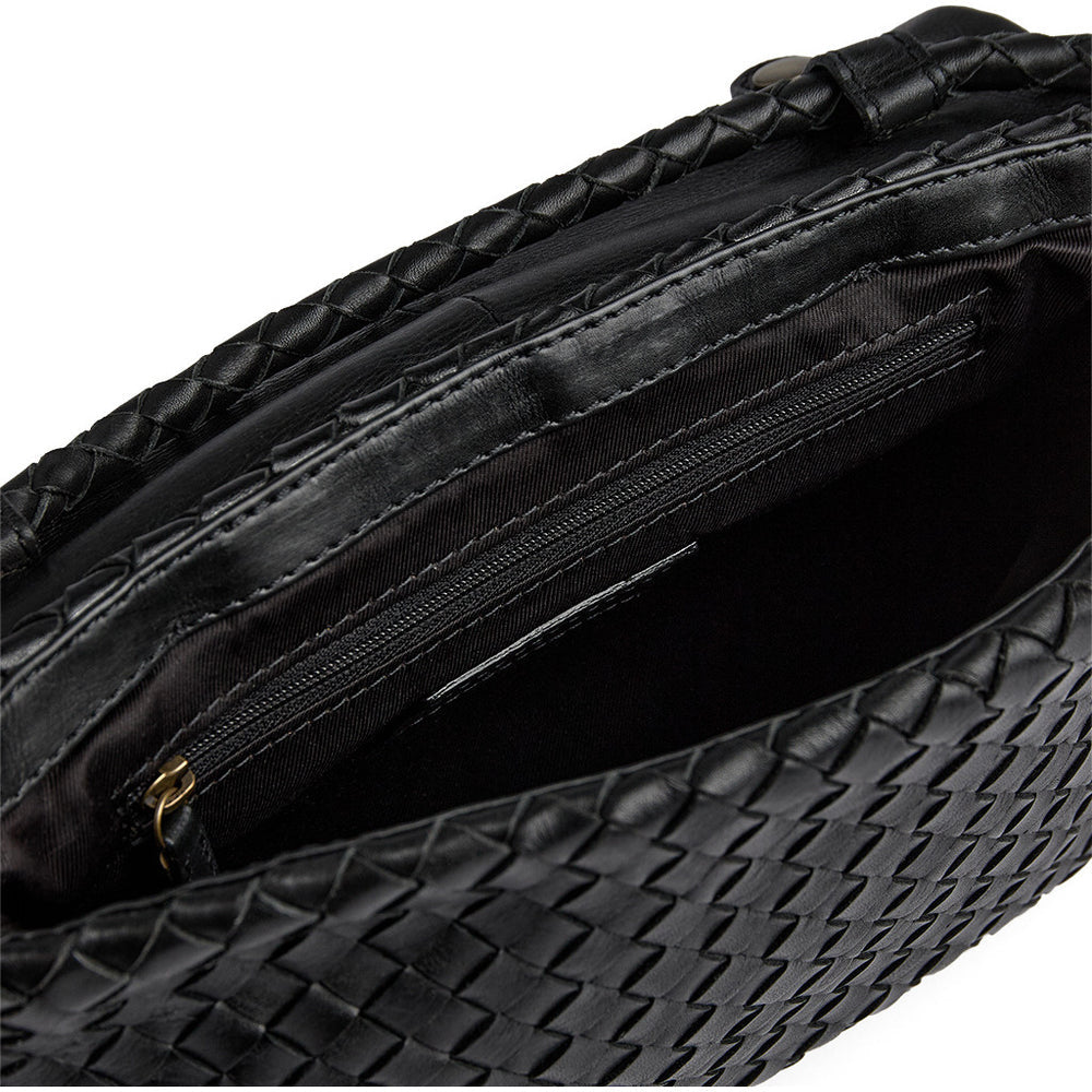 16690 - Woven Clutch/Crossover Handbag Black