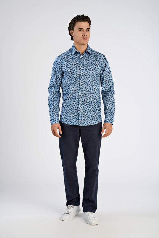 Mens - Floral Shirt Blue