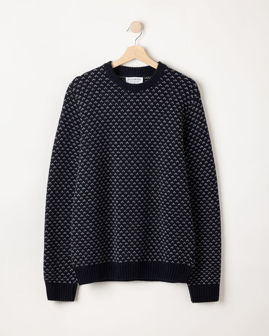 Mens - Torsten Jacquard Sweater Navy/Marble Grey