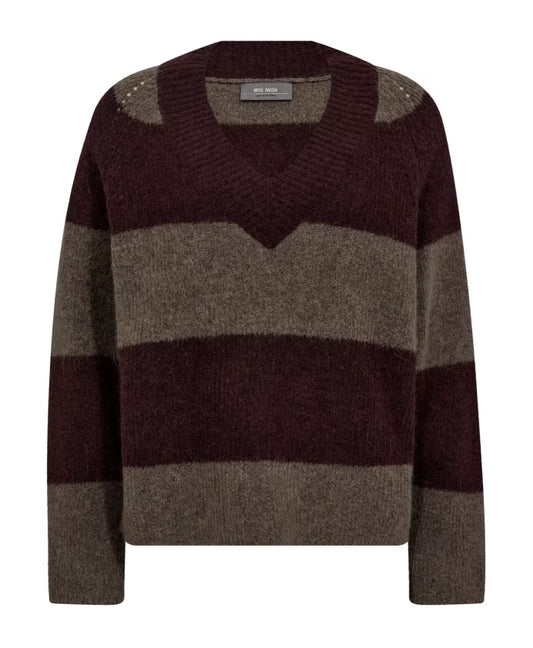 MMTaci Stripe LS V-Neck Knit Falcon