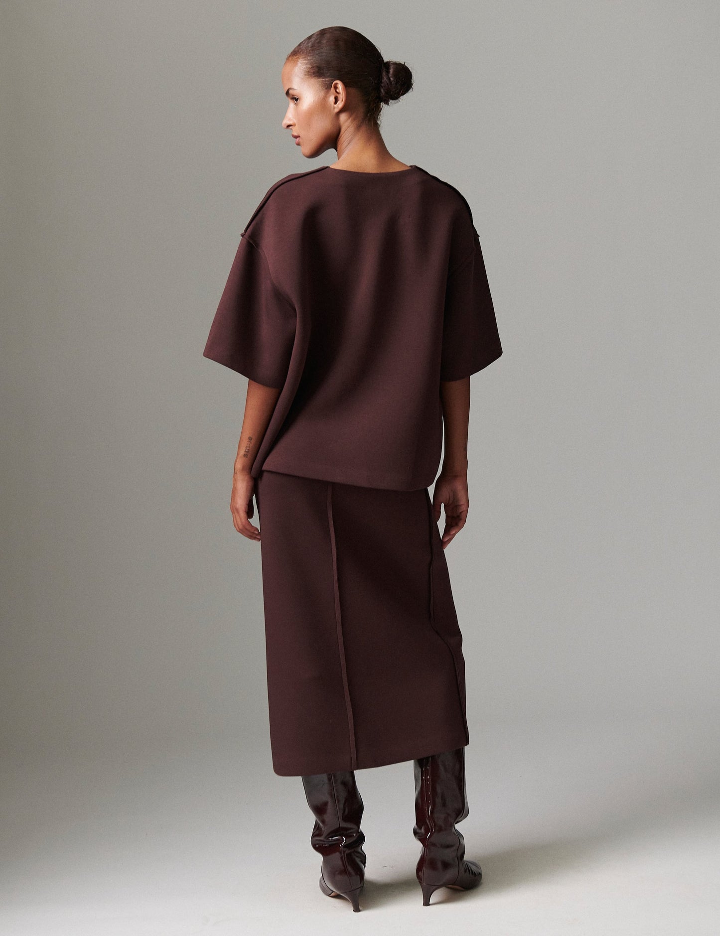 Suzie Scuba Skirt Chocolate Plum