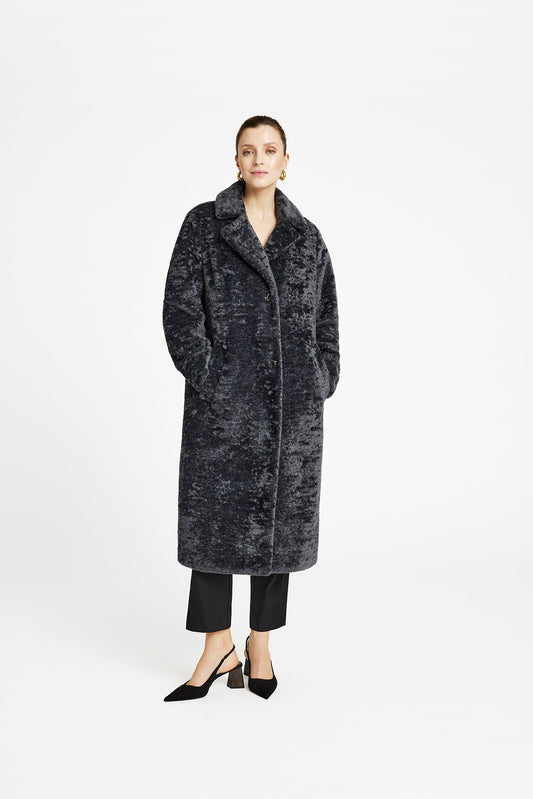 Galia Faux Fur Coat Charcoal