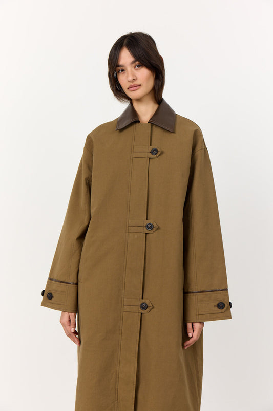 LR-Maggie 2 Long Cotton Coat Dark Green