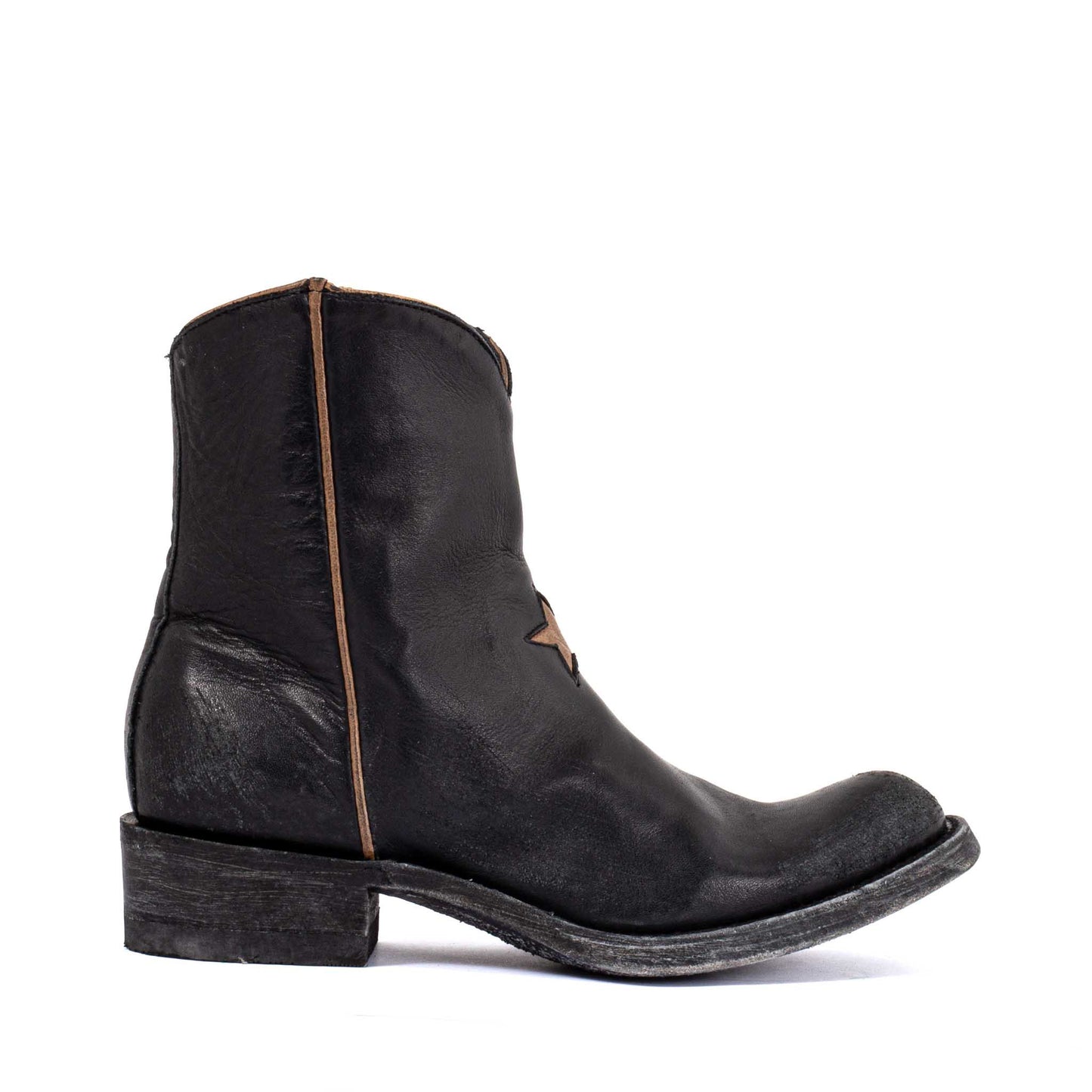 BL2372 Rancheiro with Star Detail Cowboy Boot Black/Bone