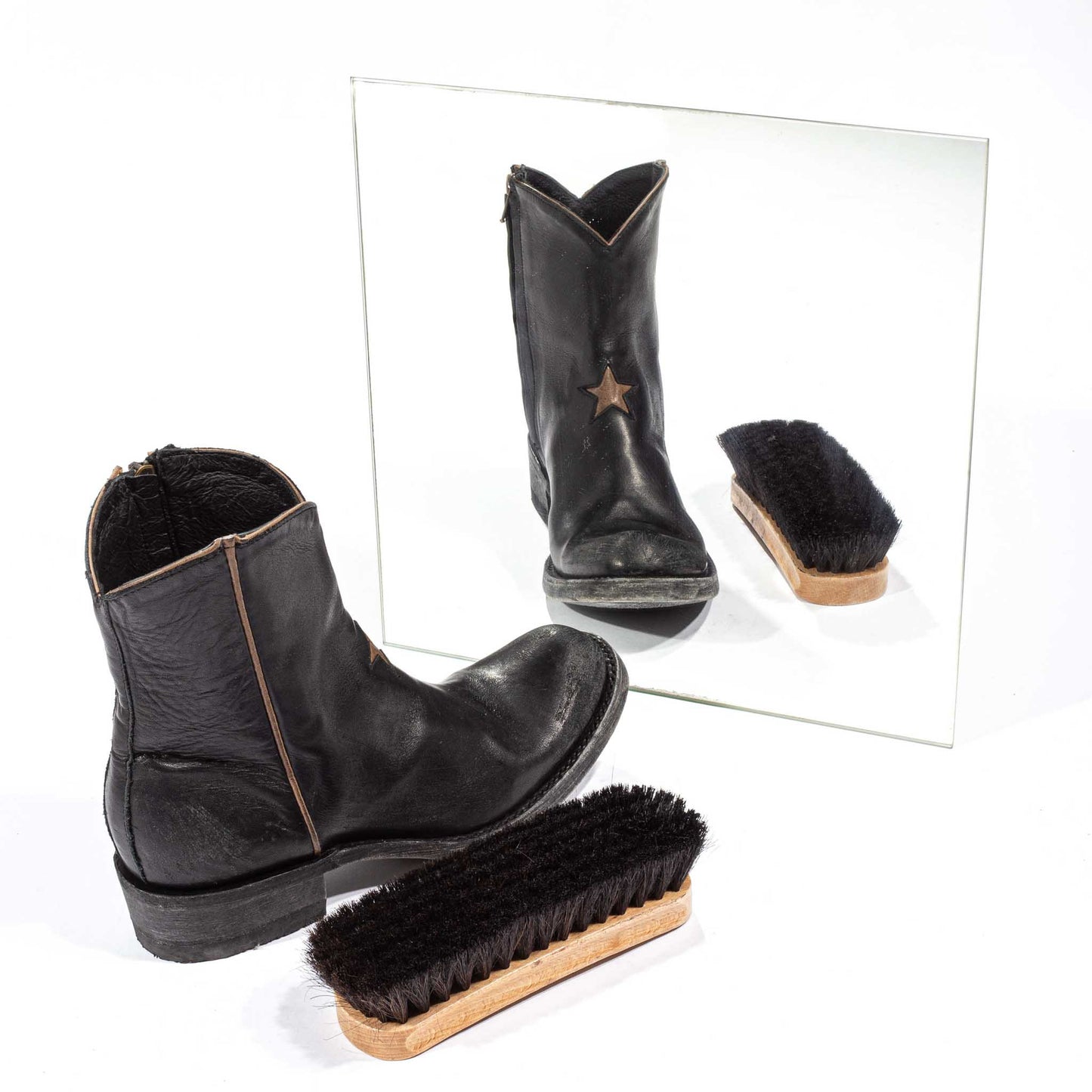 BL2372 Rancheiro with Star Detail Cowboy Boot Black/Bone