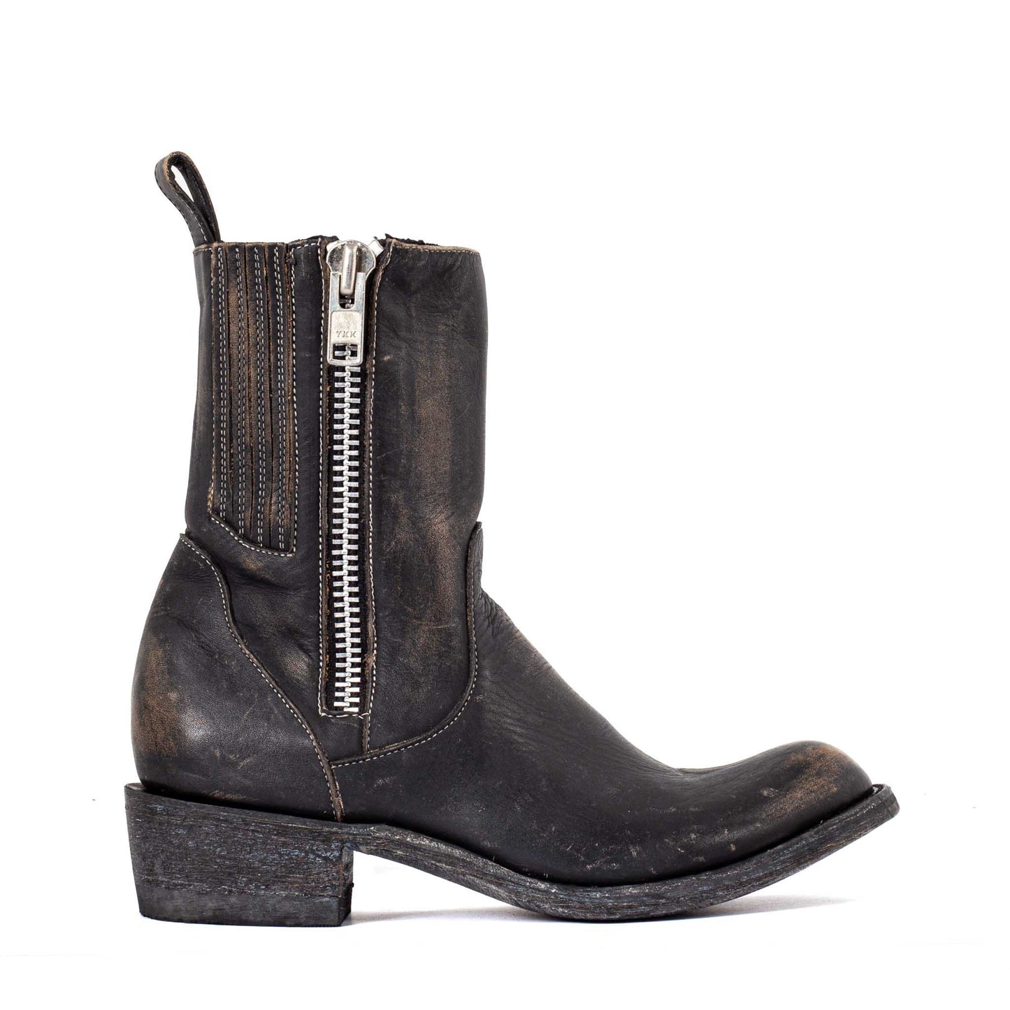 L3815 Demonia Rustic Double Zipped Boots Beige/Black