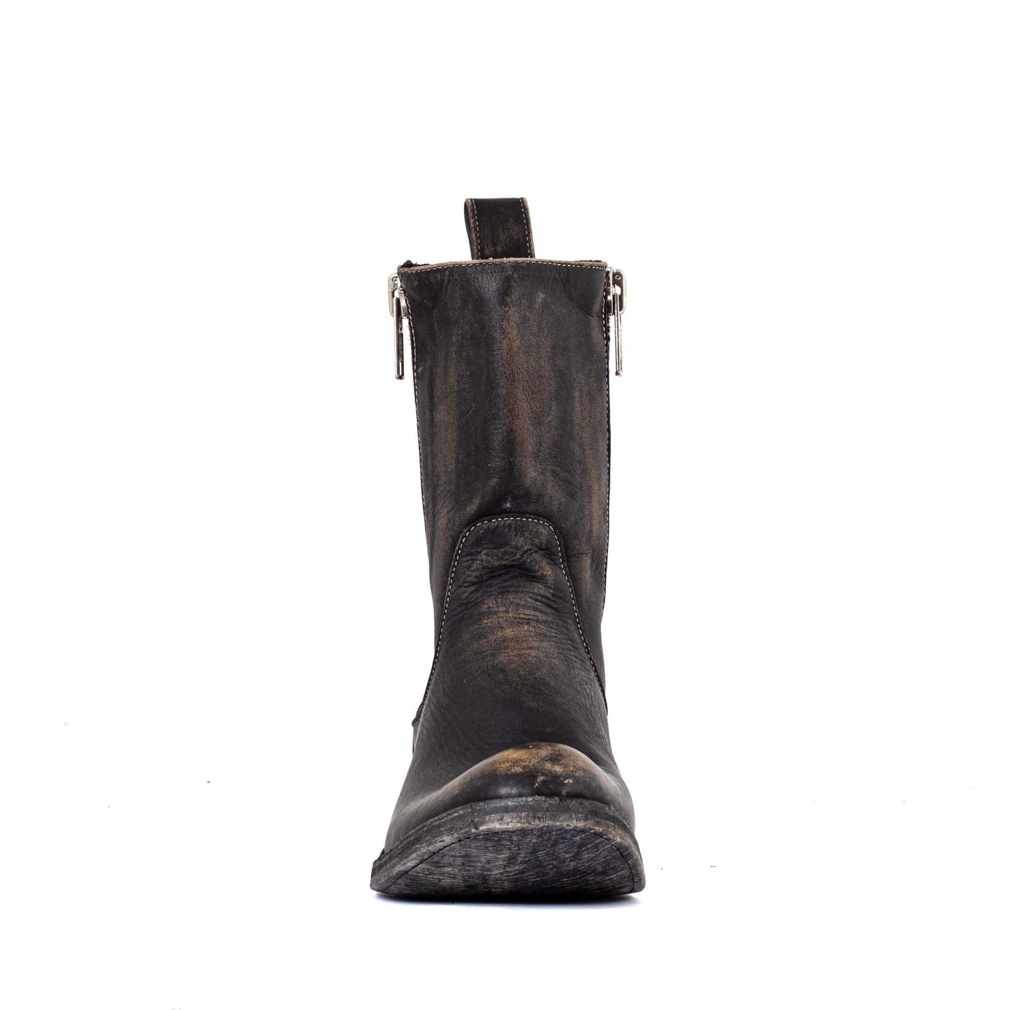 L3815 Demonia Rustic Double Zipped Boots Beige/Black
