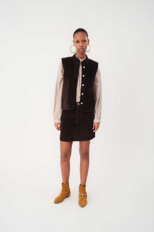 CairoLL Quilted Corduroy Vest Dark Mokka