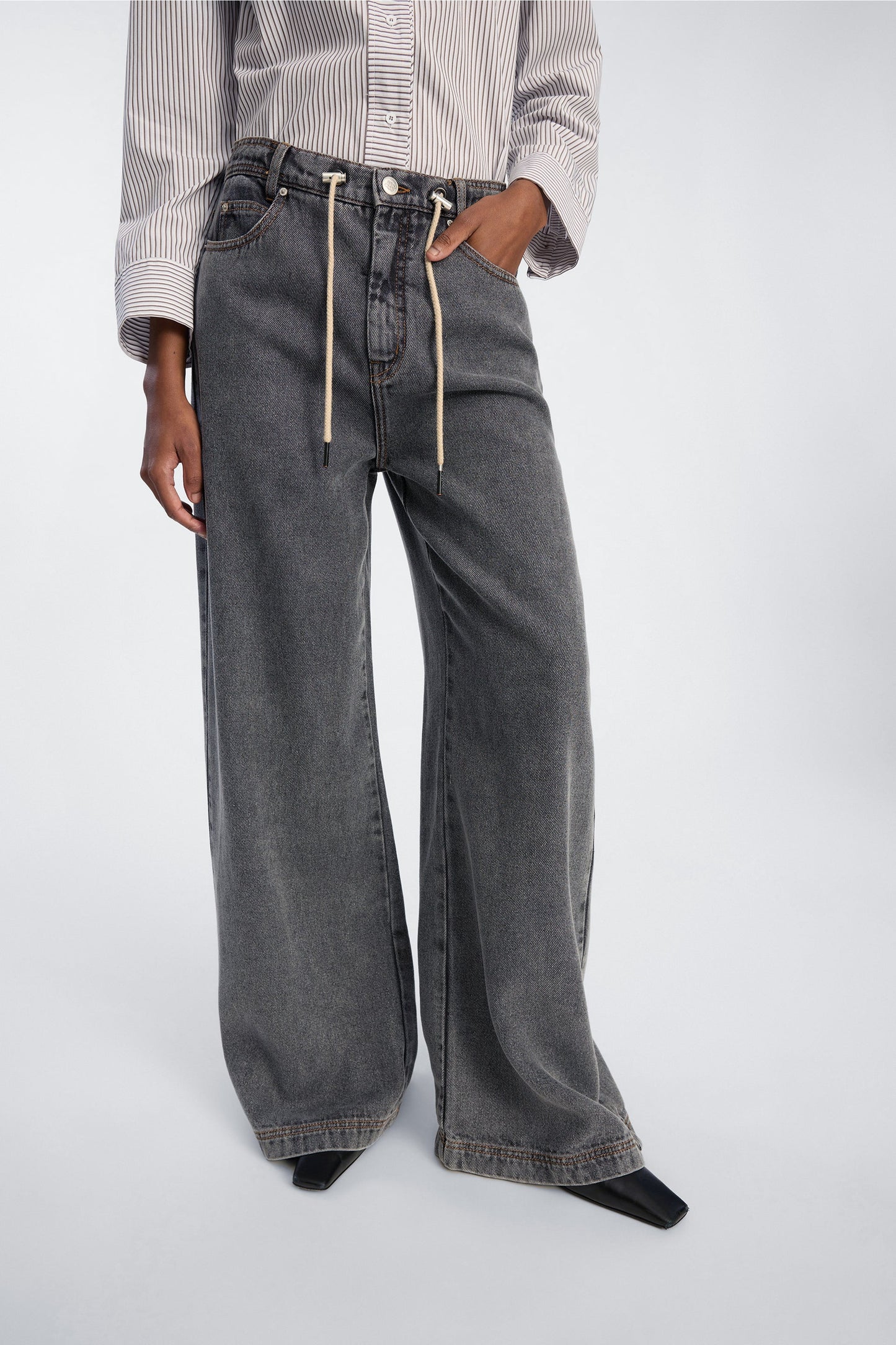 Obey Jeans with Pull Cord Grey