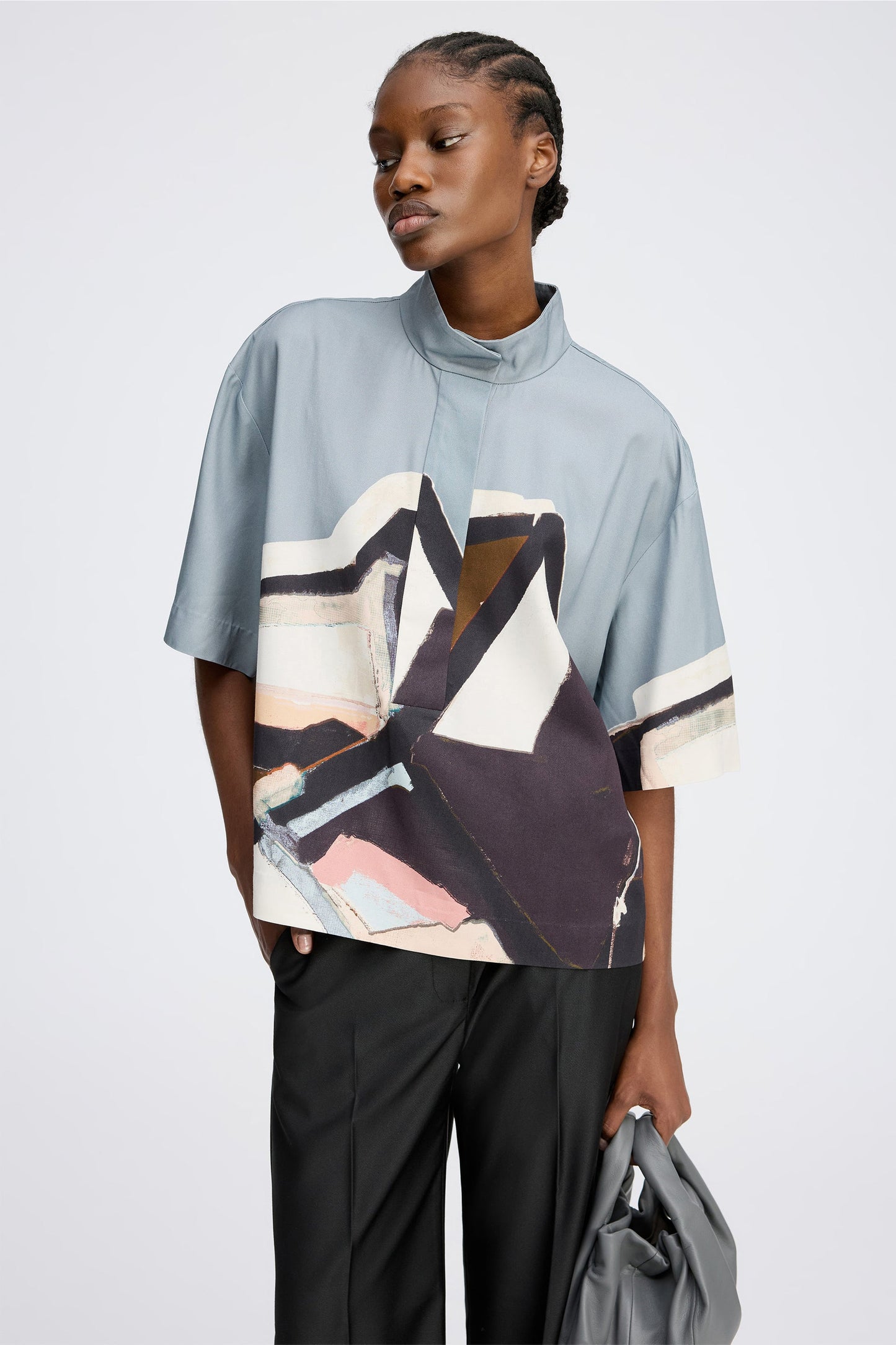 Roger Printed Viscose Blouse Grey
