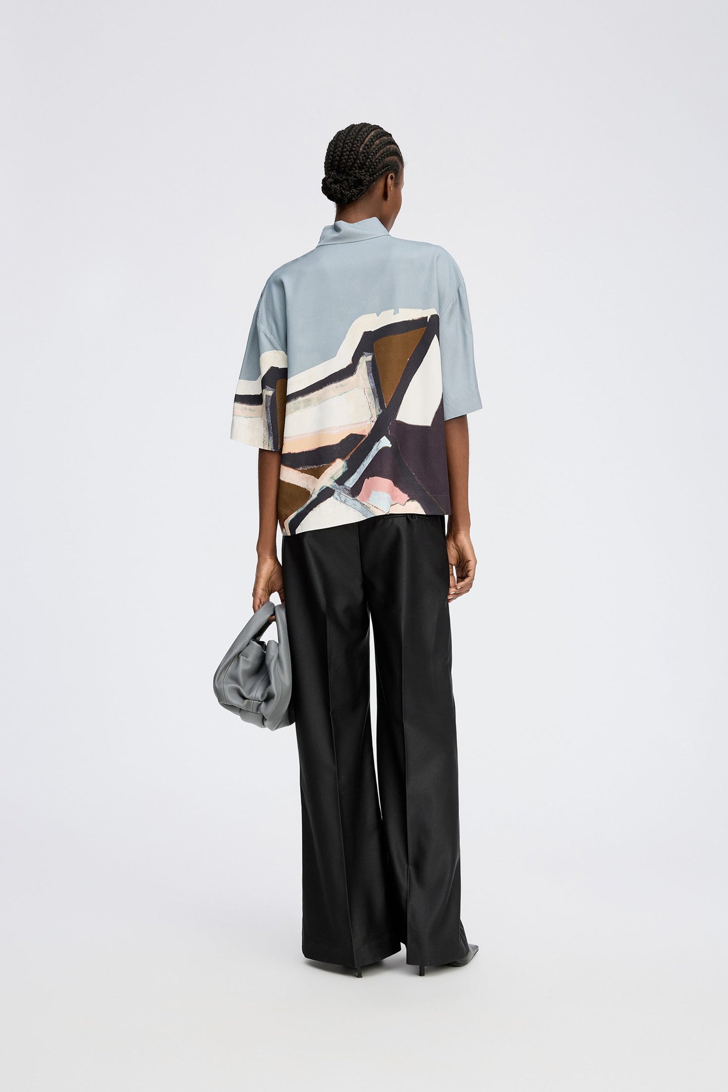 Roger Printed Viscose Blouse Grey