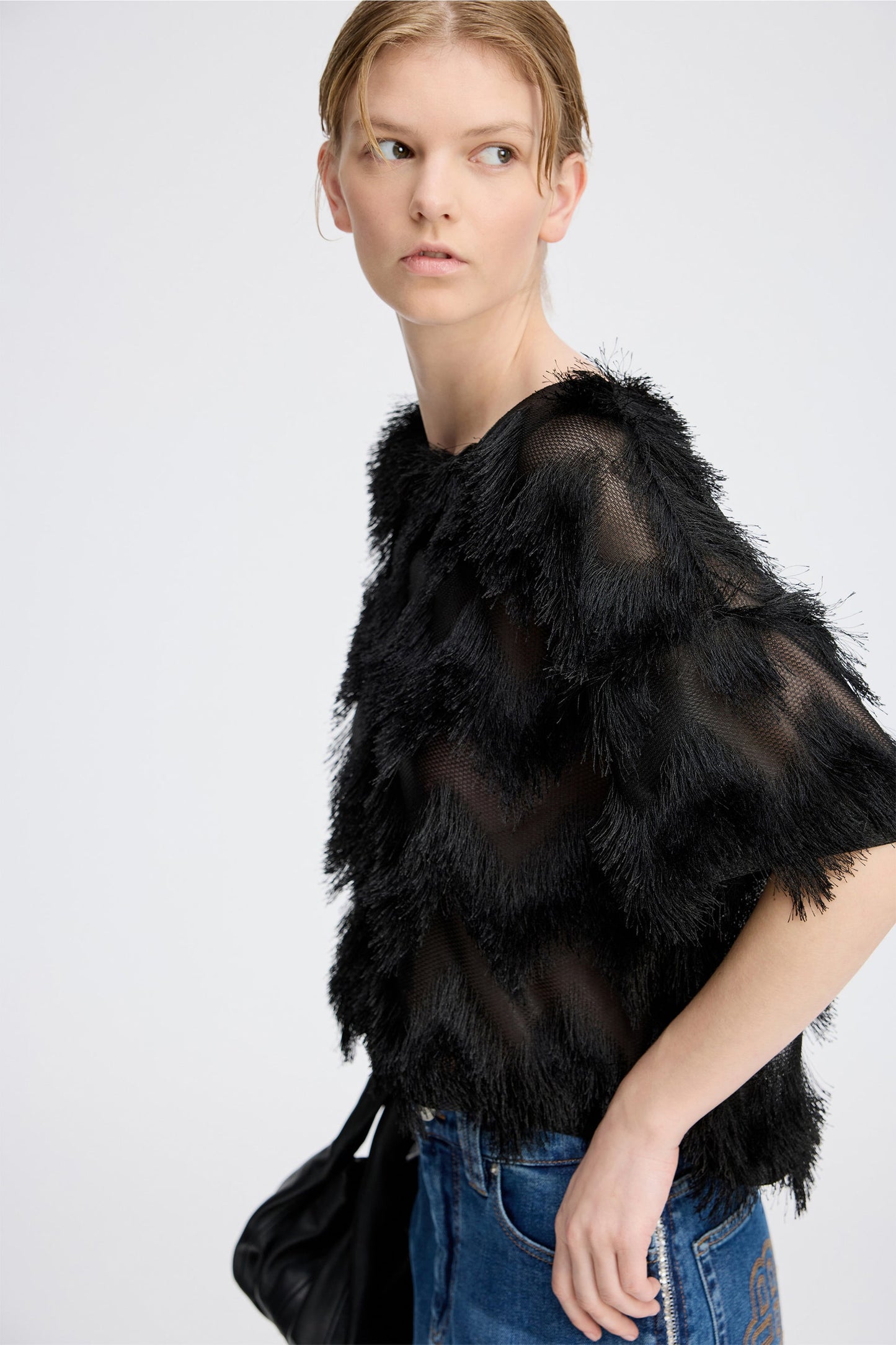 Rossi Fringed Blouse Black