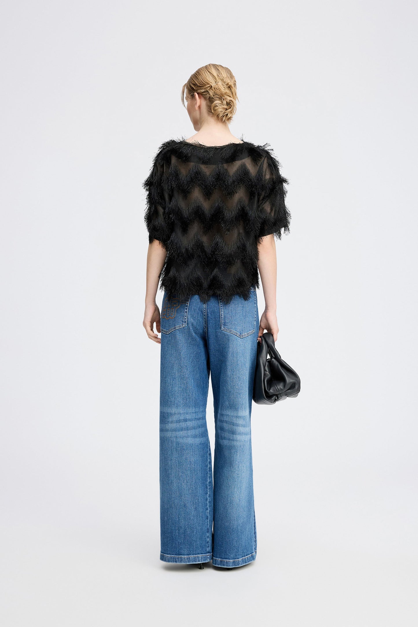 Rossi Fringed Blouse Black