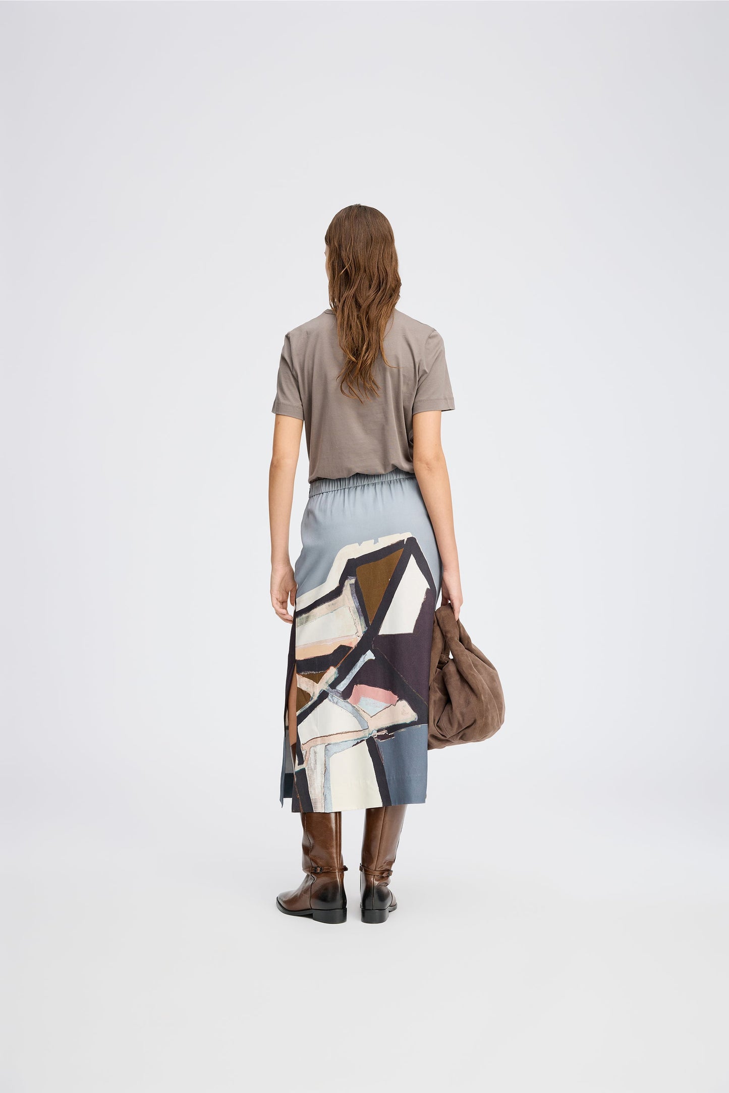 Rocky Printed Viscose Skirt Grey