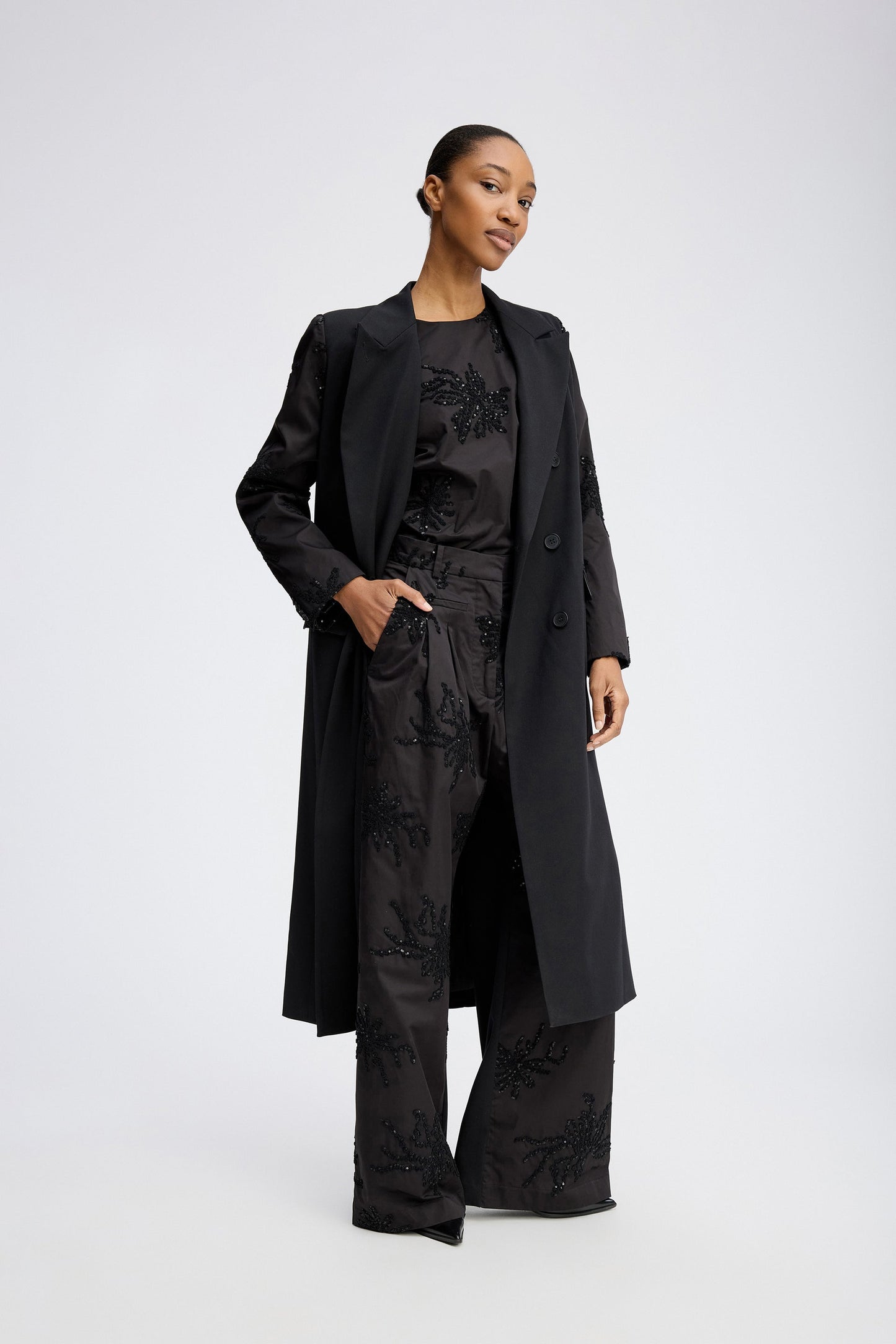Stormy Sequin detail Tailored Trouser Black