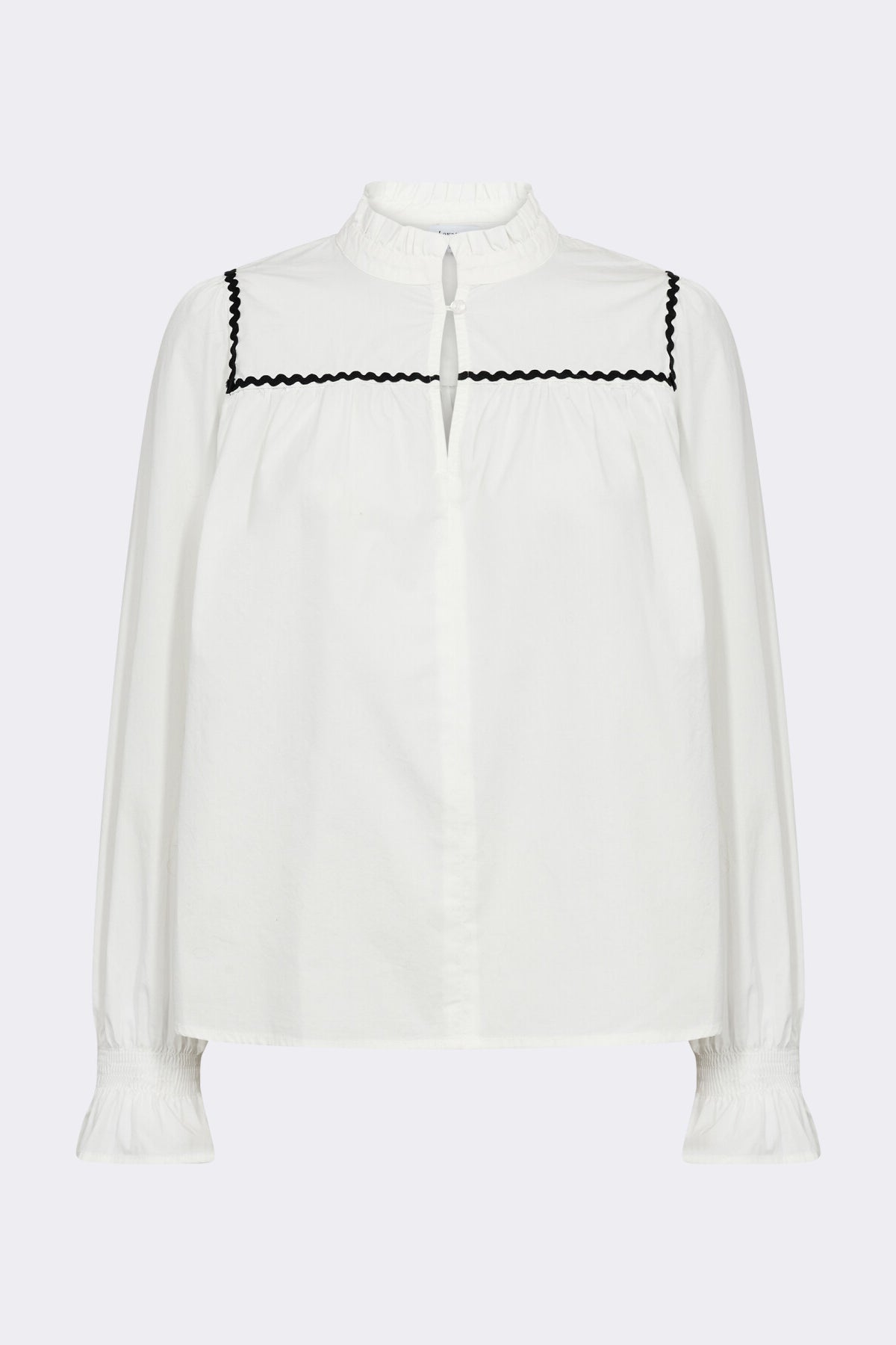 LR-Otto Cotton Blouse with Ruffle Collar White