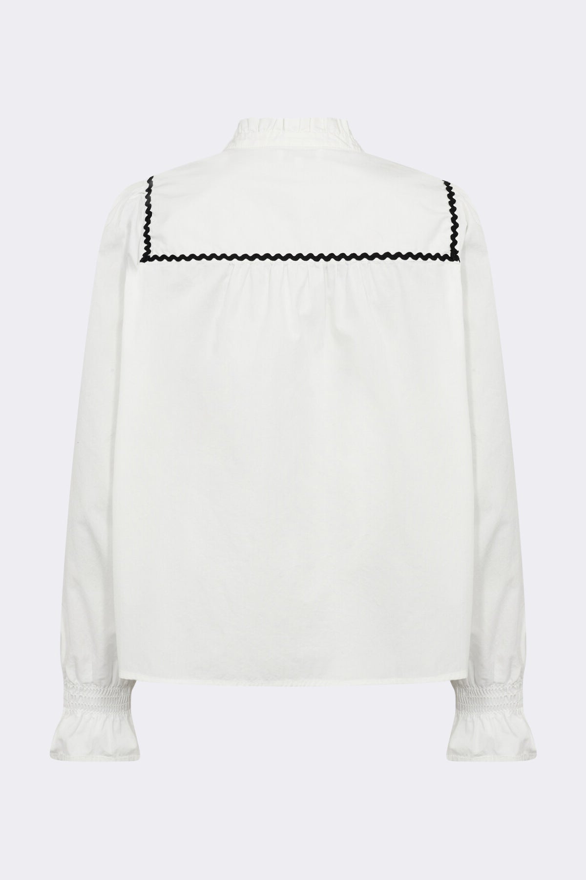 LR-Otto Frill Collar Shirt with Black Trim White