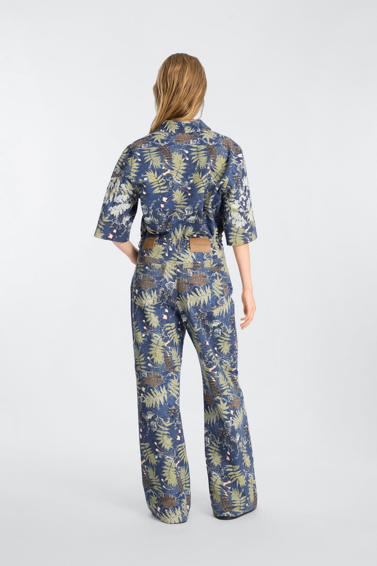 Benoit Printed Denim Top Blue