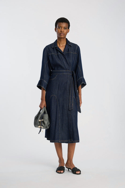 Bliss Denim Wrap Dress Indigo