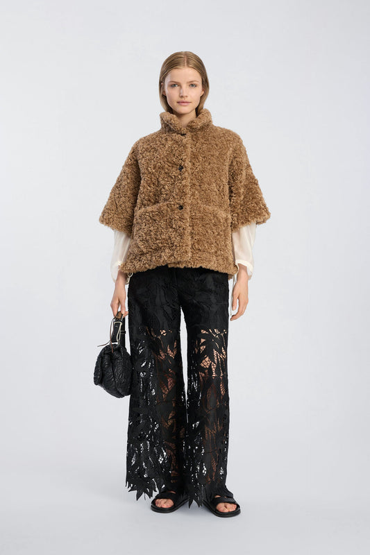 Beline Faux Fur Short Sleeved Jacket Camel