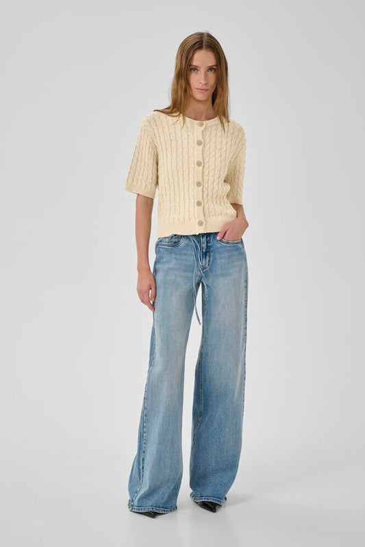 DivaMWKnitted Short Sleeved Cardigan Brown Rice