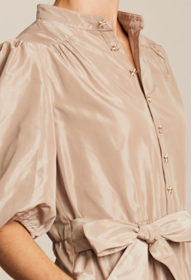 Marley Taffeta Dress Biscuit