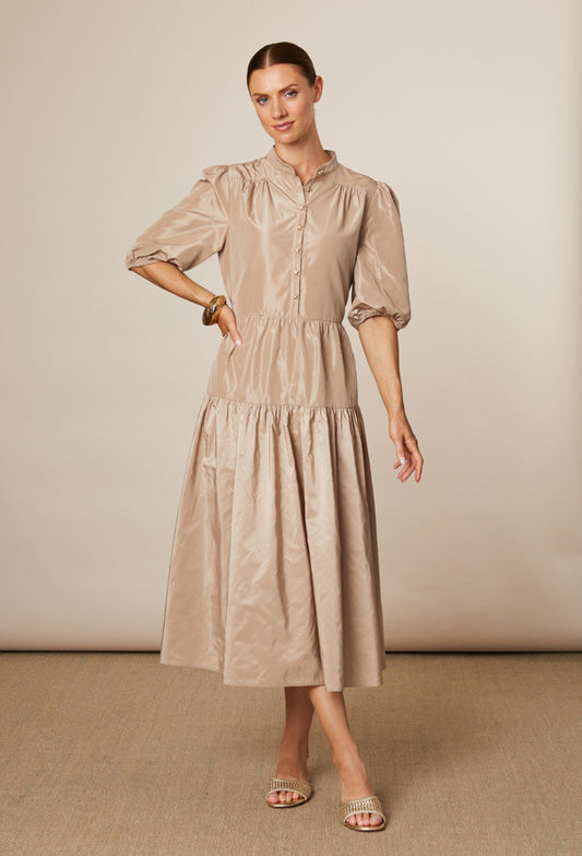 Marley Taffeta Dress Biscuit