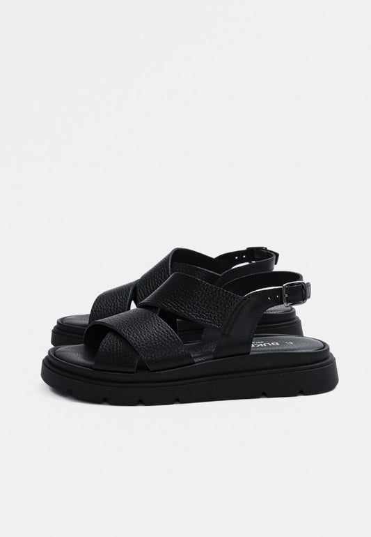 Azura Crossover Leather Sandal Black
