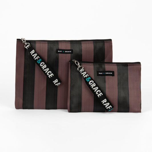 Striped Recycled Large Plastic Pouch