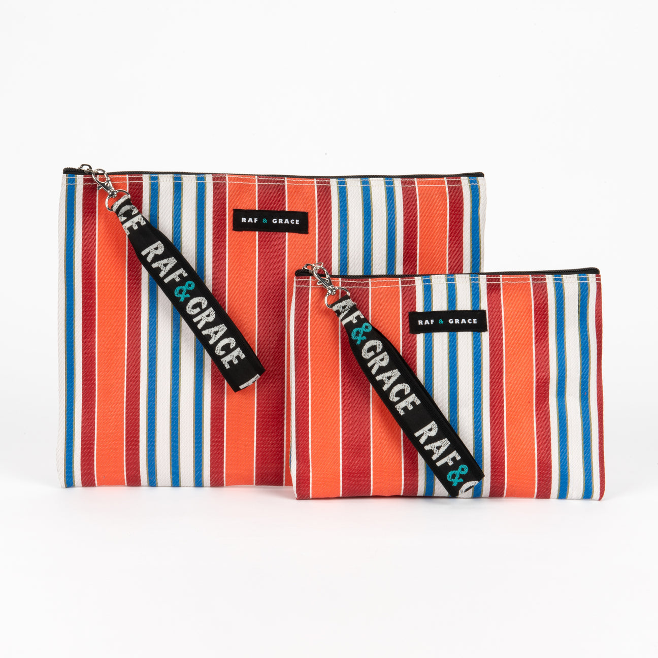 Striped Recycled Large Plastic Pouch