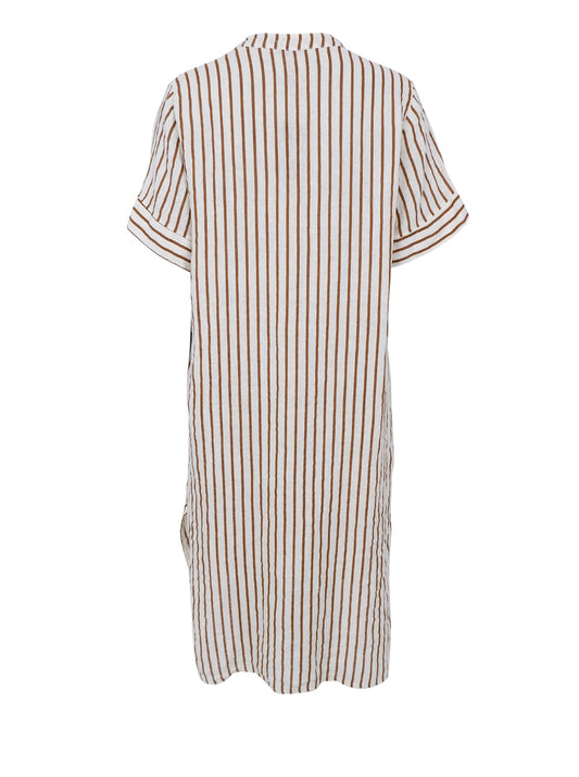 BCMelina Long Linen Dress Camel Stripe