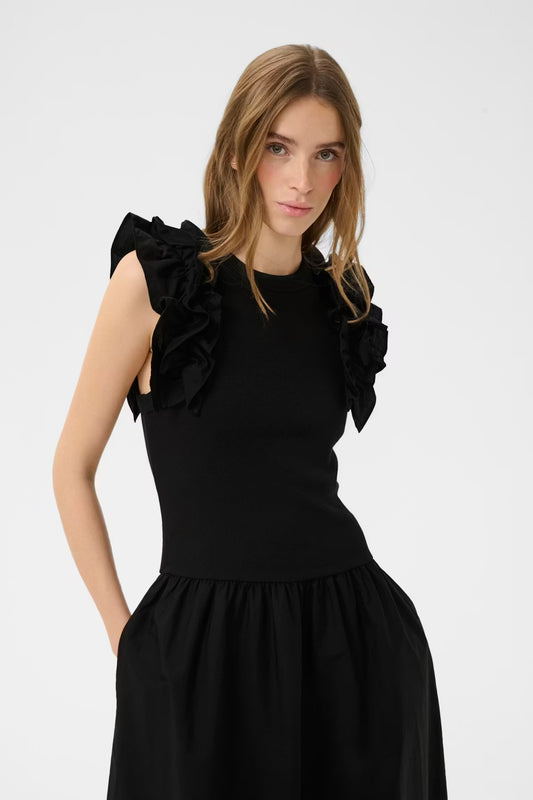 OdaKB Dress With Frill Shoulder Detail Meteorite