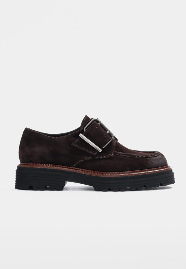Marissa Buckled Suede Loafer Mocca