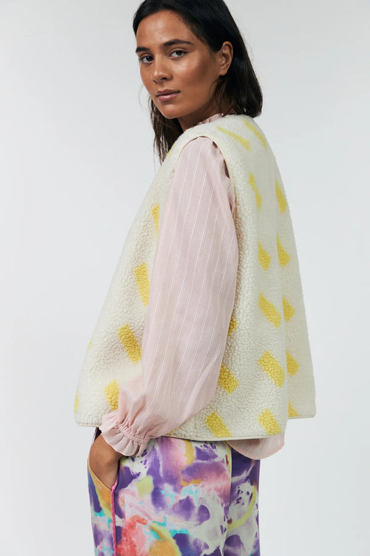 JaceLL Faux Shearling Vest Light Yellow