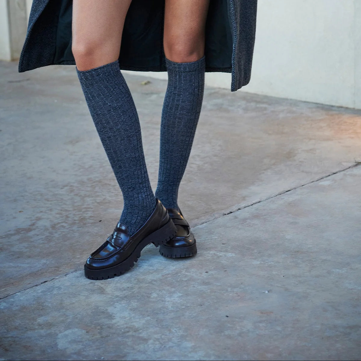 69510 - Tove Long Knee Sock Dark Grey Melange