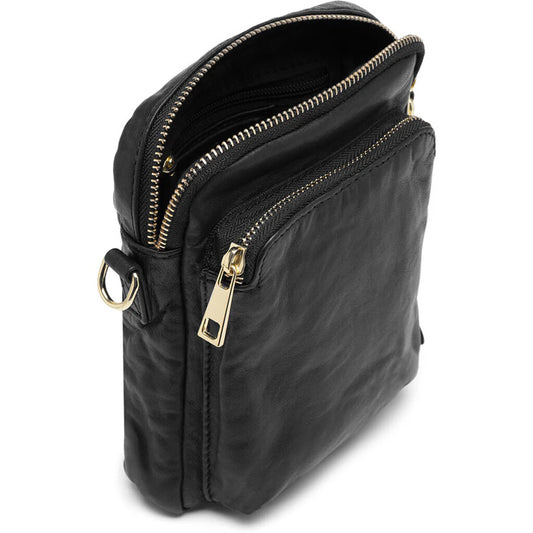 15818 - Soft Leather Mobile Bag with Gold Zip