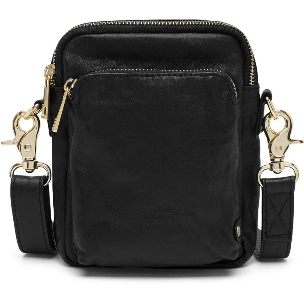 15818 - Soft Leather Mobile Bag with Gold Zip