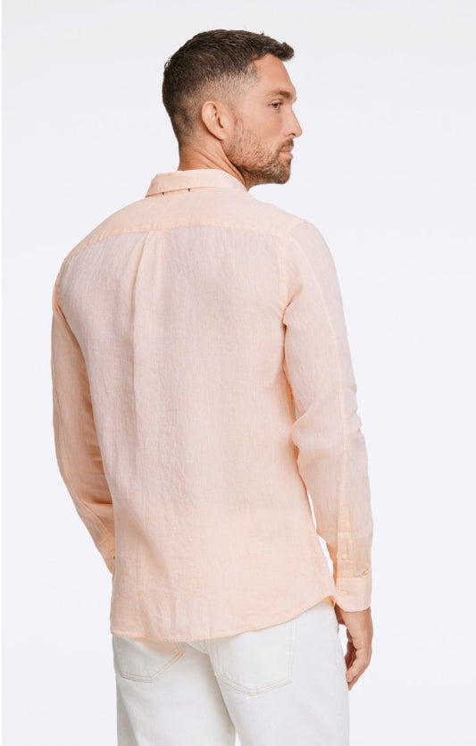 Mens Relaxed Fit Linen Shirt Apricot