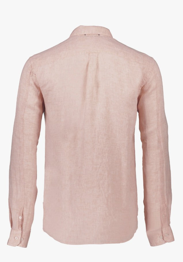 Mens Relaxed Fit Linen Shirt Apricot