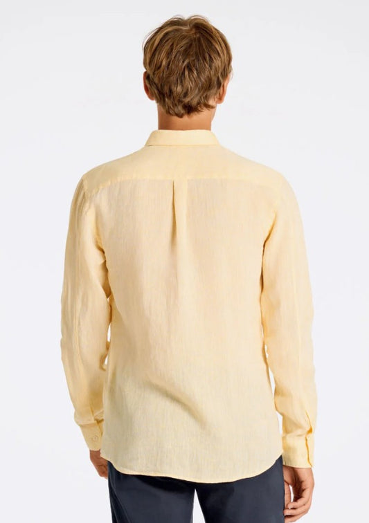 Mens Relaxed Fit Linen Shirt Yellow