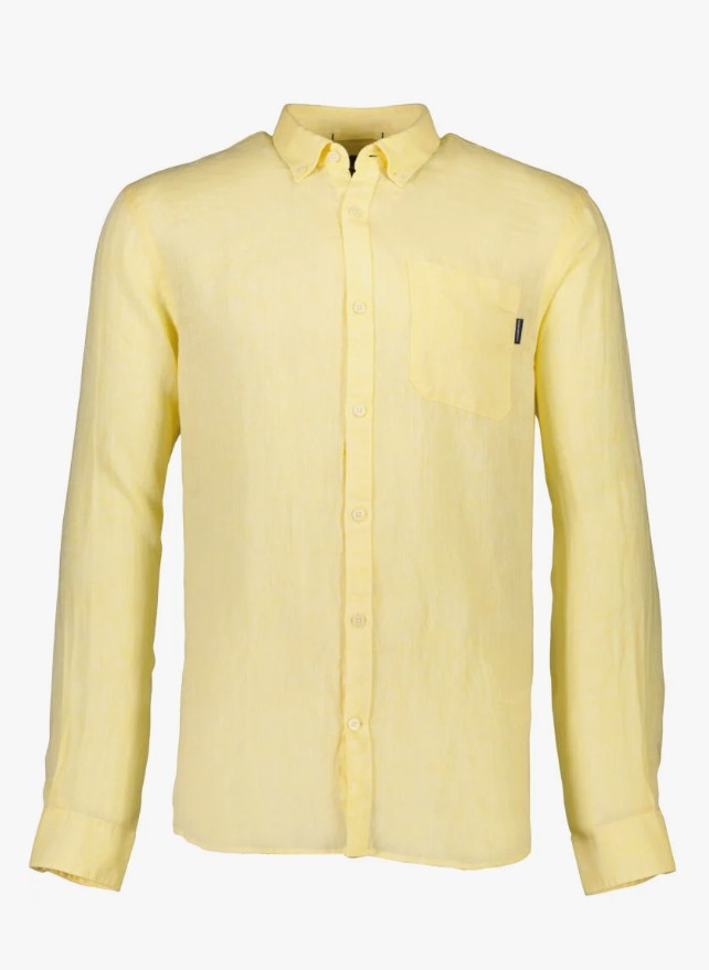 Mens Relaxed Fit Linen Shirt Yellow