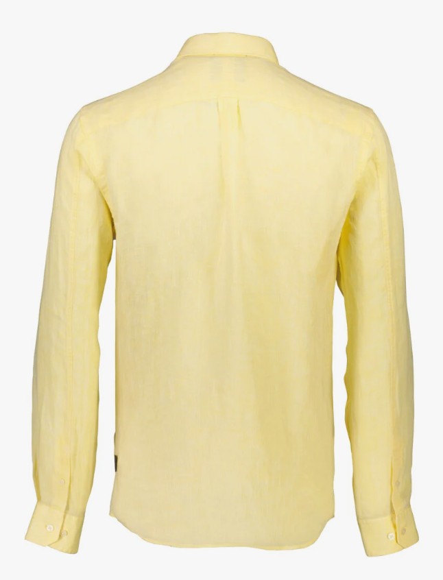 Mens Relaxed Fit Linen Shirt Yellow