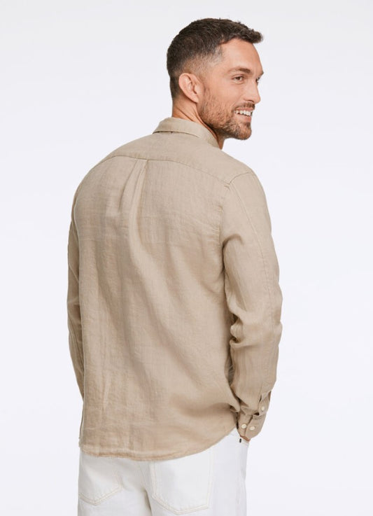 Mens 30-222034 Relaxed Fit Linen Shirt Sand