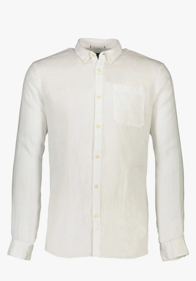 Mens 30-222034 Relaxed Fit Linen Shirt White