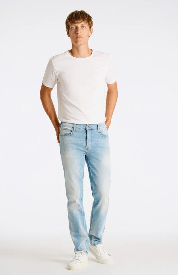 Mens Tapered Leg Jean Sun Bleached Blue