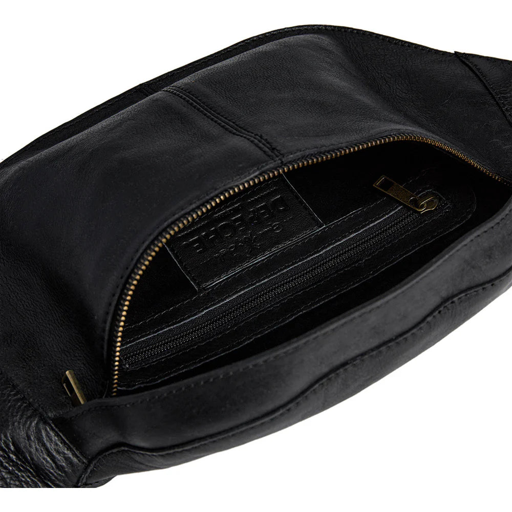 16452 - Trendy Leather BumBag Black